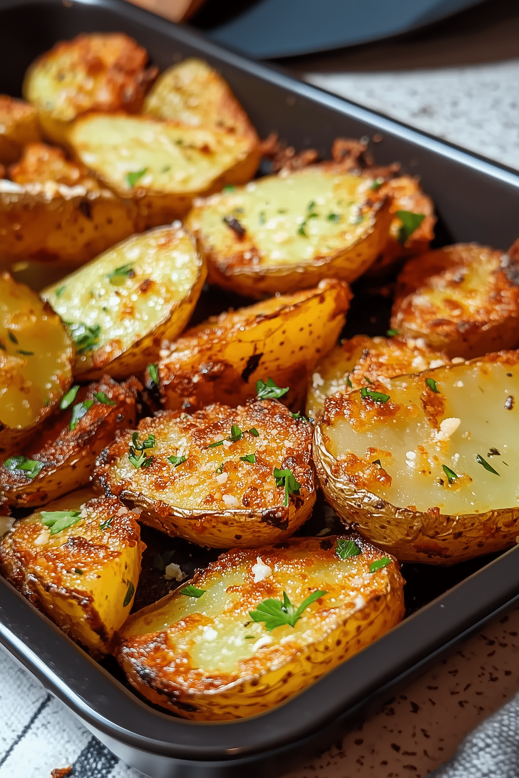 Easy Crispy Parmesan Herb Roasted Potatoes Recipe